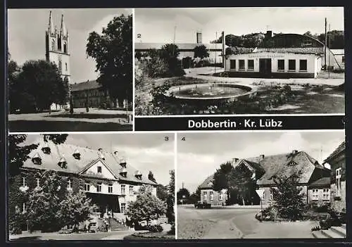 AK Dobbertin /Kr. Lübz, Platz der Arbeit, Sporthalle, Pflegeheim, Klosterkirche