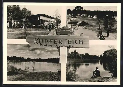 AK Hamburg-Poppenbüttel, Campingplatz Kupferteich, Partien am See