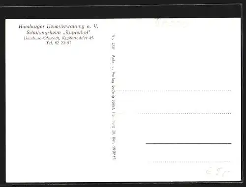 AK Hamburg-Ohlstedt, Hamburger Heimverwaltung, Schulungsheim Kupferhof, Kupferredder 45