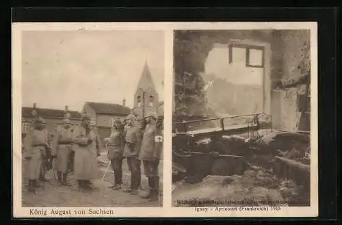 AK König August von Sachsen, Wirkung einer franz. Granate im Bahnhof Igney-Avricourt