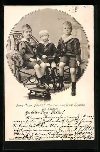 AK Prinz Georg, Friedrich Christian und Ernst Heinrich von Sachsen