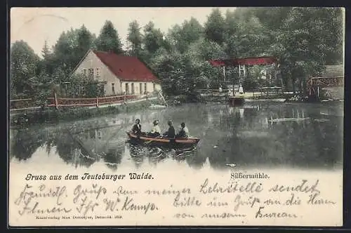 AK Horn-Bad Meinberg /Teutoburger Wald, Ruderpartie bei der Silbermühle