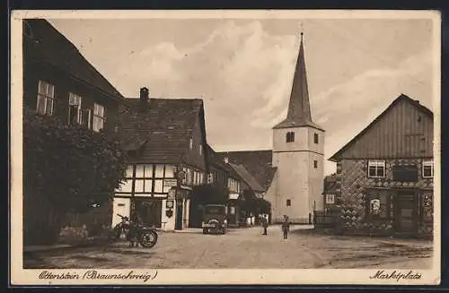 AK Ottenstein /Braunschweig, Der Marktplatz mit Blick zur Kirche