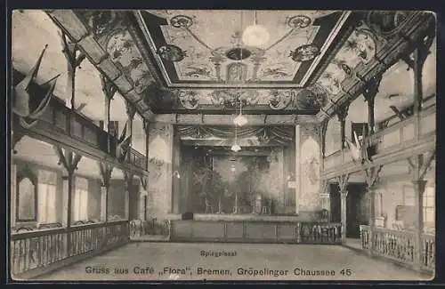 AK Bremen, Das Café Flora, der Spiegelsaal, Gröpelinger Chaussee 45