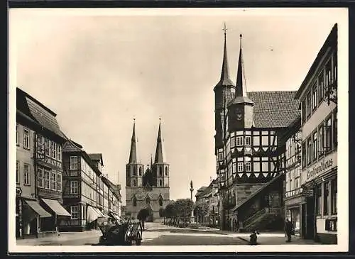 AK Duderstadt, Marktstrasse mit Rathaus und Cyriacuskirche
