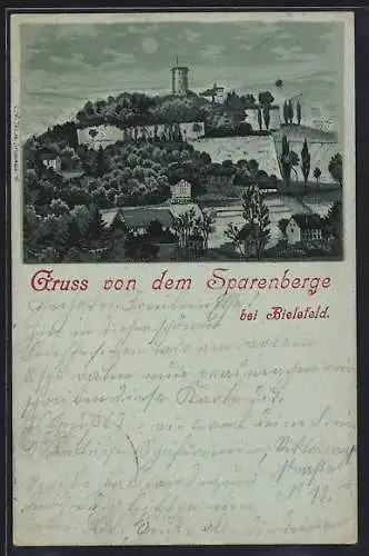 Mondschein-Lithographie Bielefeld, Blick auf den Sparenberg