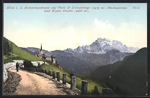 AK Buchenstein, Blick von der Dolomitenstrasse auf Piere di Livinallongo und Monte Civetta