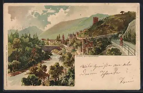 Lithographie Meran, Gilfpromenade