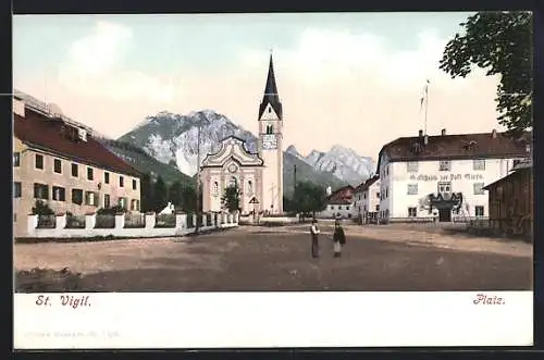 AK St. Vigil, Gasthaus zur Post Stern am Platz