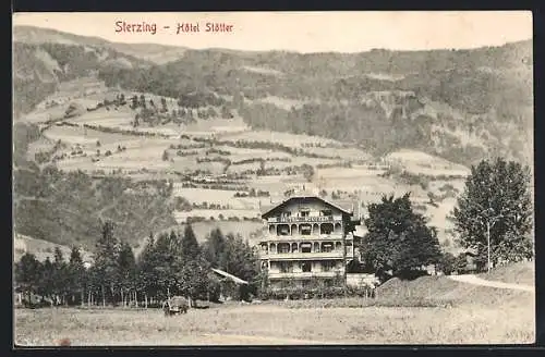 AK Sterzing, Hotel Stötter mit Strasse und Umgebung