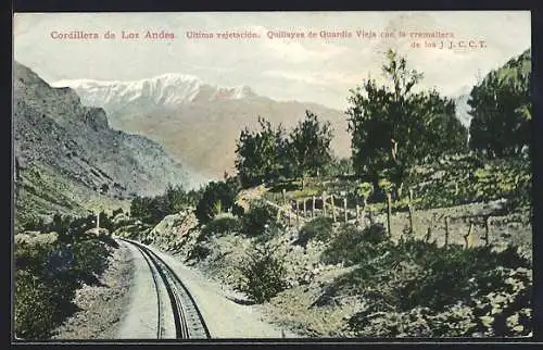 AK Corillera de Los Andes, Bahnstrecke in den Bergen, Quillayes de Guardia Vieja
