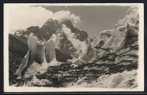 AK Cerro Marmolejo /Los Andes, Berghänge mit Eisformationen