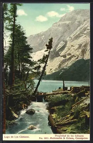 AK Lago de Los Cántaros, See mit Zufluss und Bergen