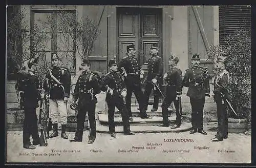 AK Luxembourg, Différents grades et tenues militaires luxembourgeois