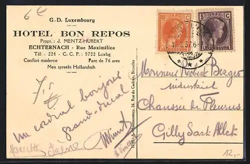 AK Echternach, Hotel Bon Repos, Rue Maximilien