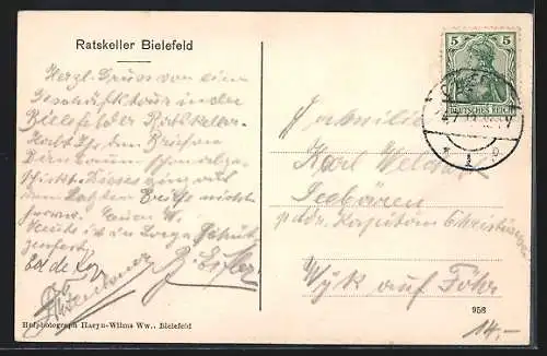 AK Bielefeld, Gasthaus Ratskeller, Innenansicht