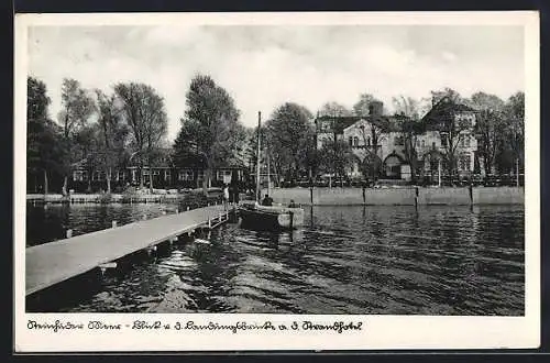 AK Steinhude, Blick von der Landungsbrücke auf das Strandhotel