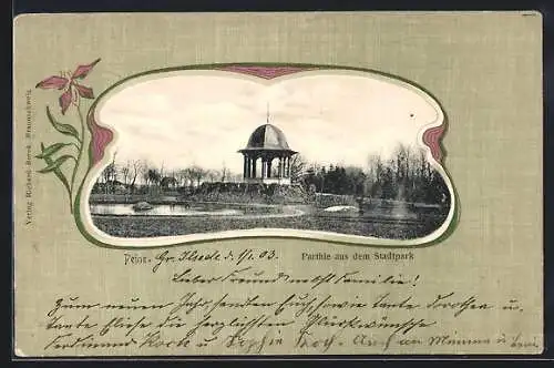 Passepartout-AK Peine, Pavillon im Stadtpark