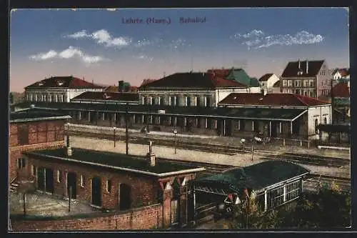 AK Lehrte / Hann., Sicht auf den Bahnhof
