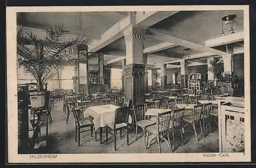 AK Hildesheim, Kaiser-Cafe, Innenansicht