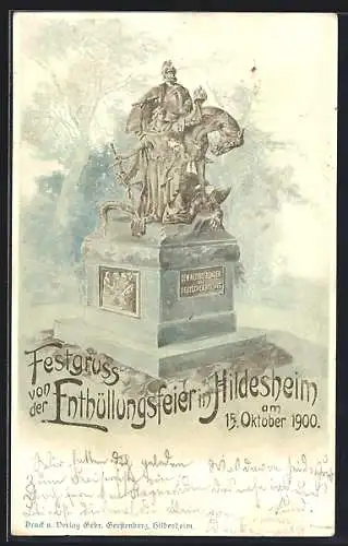 Lithographie Hildesheim, Denkmal-Enthüllungsfeier 1900