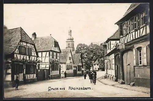 AK Rheinzabern, Fachwerkhäuser und Kirche