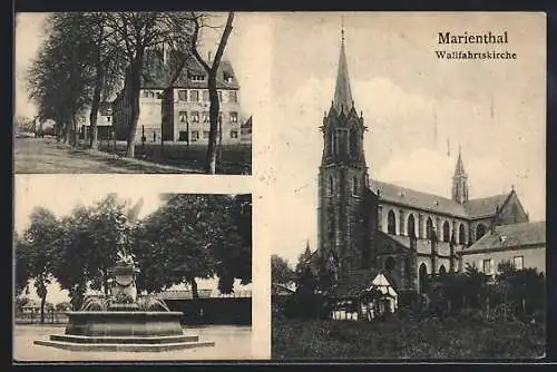 AK Marienthal, Wallfahrtskirche, Taubstummheim, Michaelbrunnen