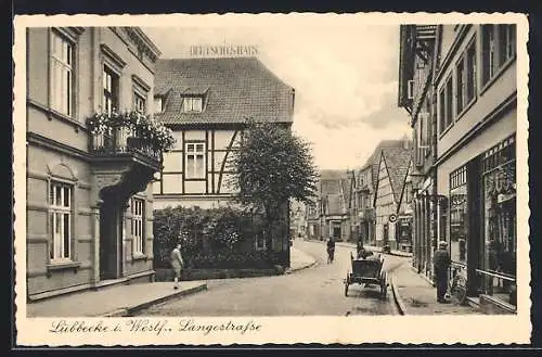 AK Lübbecke i Westf., Langestrasse am Hotel Deutsches Haus