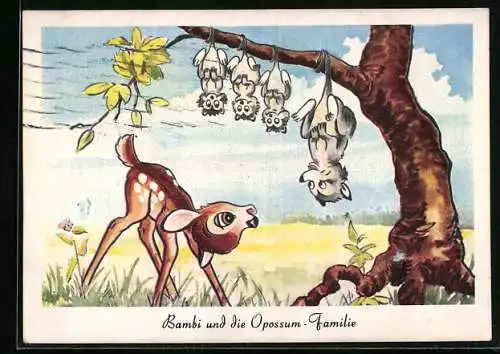 AK Bambi und die Opossum - Familie