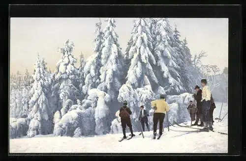 AK Altenberg, Skiläufer im Schnee