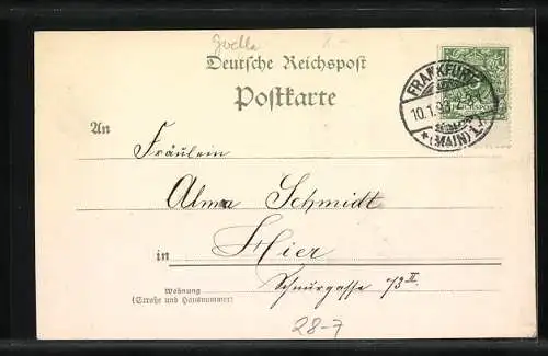 AK Faust und Gretchen auf einer Bank