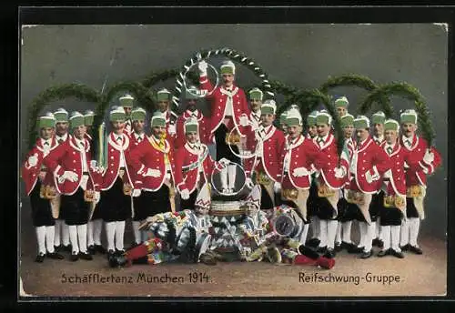 AK München, Schäfflertanz, Reifschwung-Gruppe