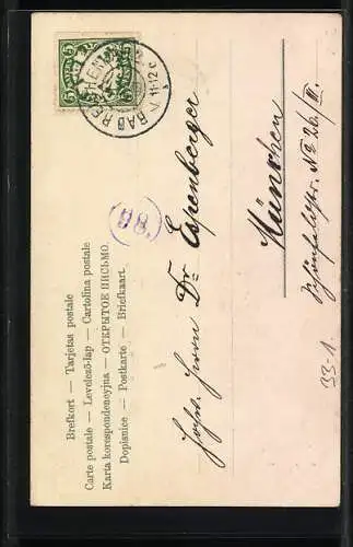 AK Junge mit Pfeife lehnt sich über eine Mauer