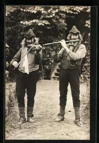 Foto-AK Flöten- und Geigenspieler im Neuenburger Urwald