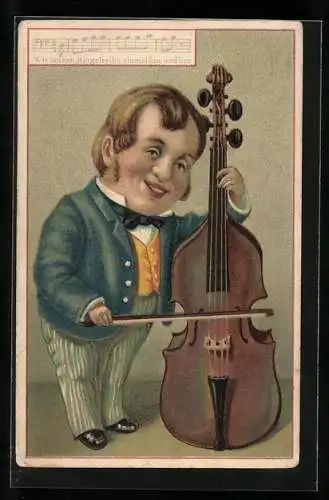 AK Ein kleines Männchen spielt an einem Cello