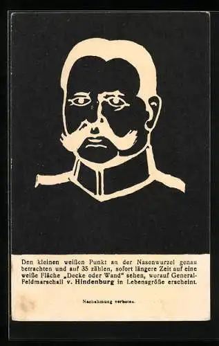 AK Feldmarschall Paul von Hindenburg als optische Täuschung