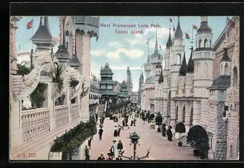 AK Coney Island, N.Y., West Promenade Luna Park