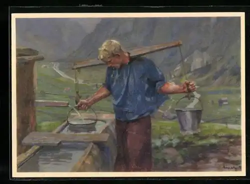 AK Pro Juventute, Das Wasser des Künstlers C. Liner