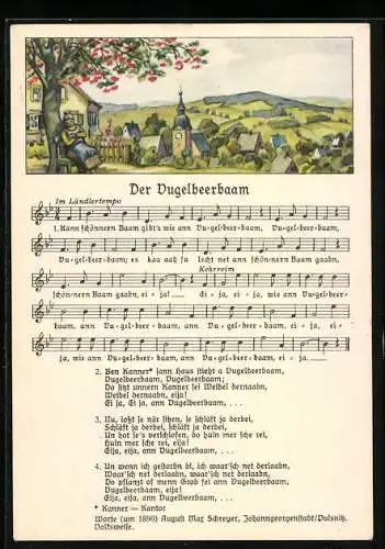 Lied-AK Anton Günther Nr.: Lied Der Vugelbeerbaam, Idyllische Landschaft im Sommer