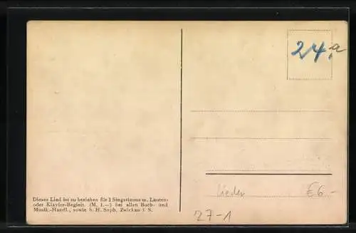 AK Lieder in erzgeb. Mundart Nr. 36, Der Rutschwanz von Hans Soph a. Platten i. B
