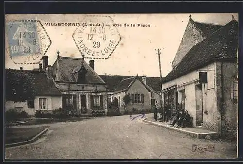 AK Villedomain /Indre-et-Loire, Vue de la Place