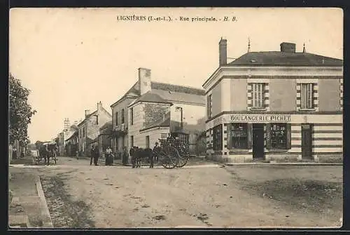 AK Lignières /Indre-et-Loire, Rue principale, Boulangerie Pichet