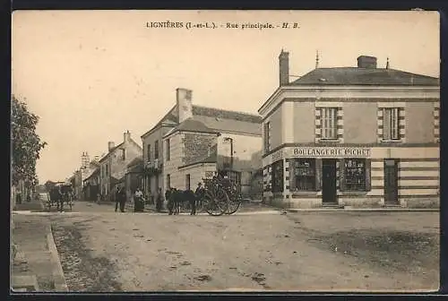 AK Lignières /Indre-et-Loire, Rue principale, Boulangerie Pichet