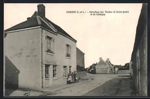 AK Cigogné /Indre-et-Loire, Carrefour des Routes de Saint André et de Chédigny