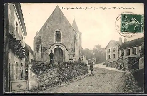 AK Azay-sur-Indre, L`Église et l`École Communale