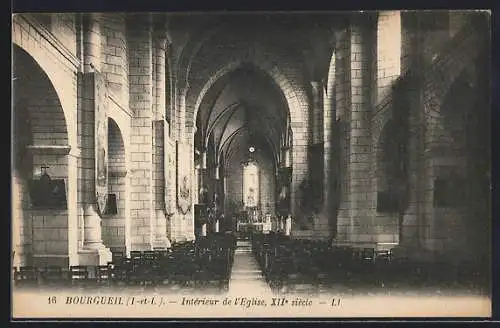 AK Bourgueil /I.-et-L., Intérieur de l`Eglise, XIIe siècle