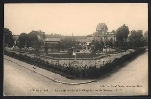 AK Bléré /I.-et-L., Le Jardin Public et la Chapelle Jean de Saignes