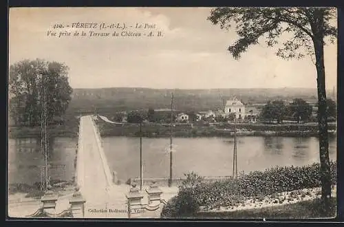 AK Véretz /I.-et-L., Le Pont, vue prise de la Terrasse du Chateau