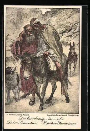Künstler-AK Eug. Bernard: Schweizerischer Samariterbund, Der barmherzige Samariter, Rotes Kreuz