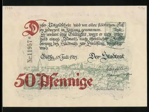 Notgeld Gotha 1921, 50 Pfennig, Stadtszenen und historische Figuren